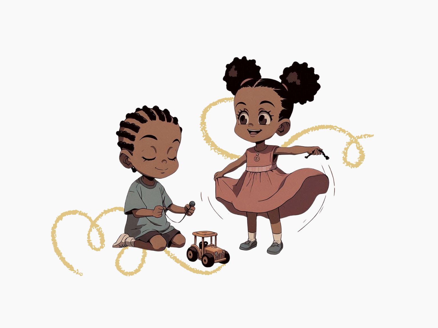 first day of kindergarten homeschool. little black children playing together illustration