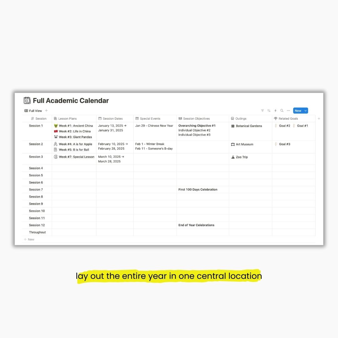 homeschool notion databases lesson plan student profiles attendance tracker teacher log book grade tracker