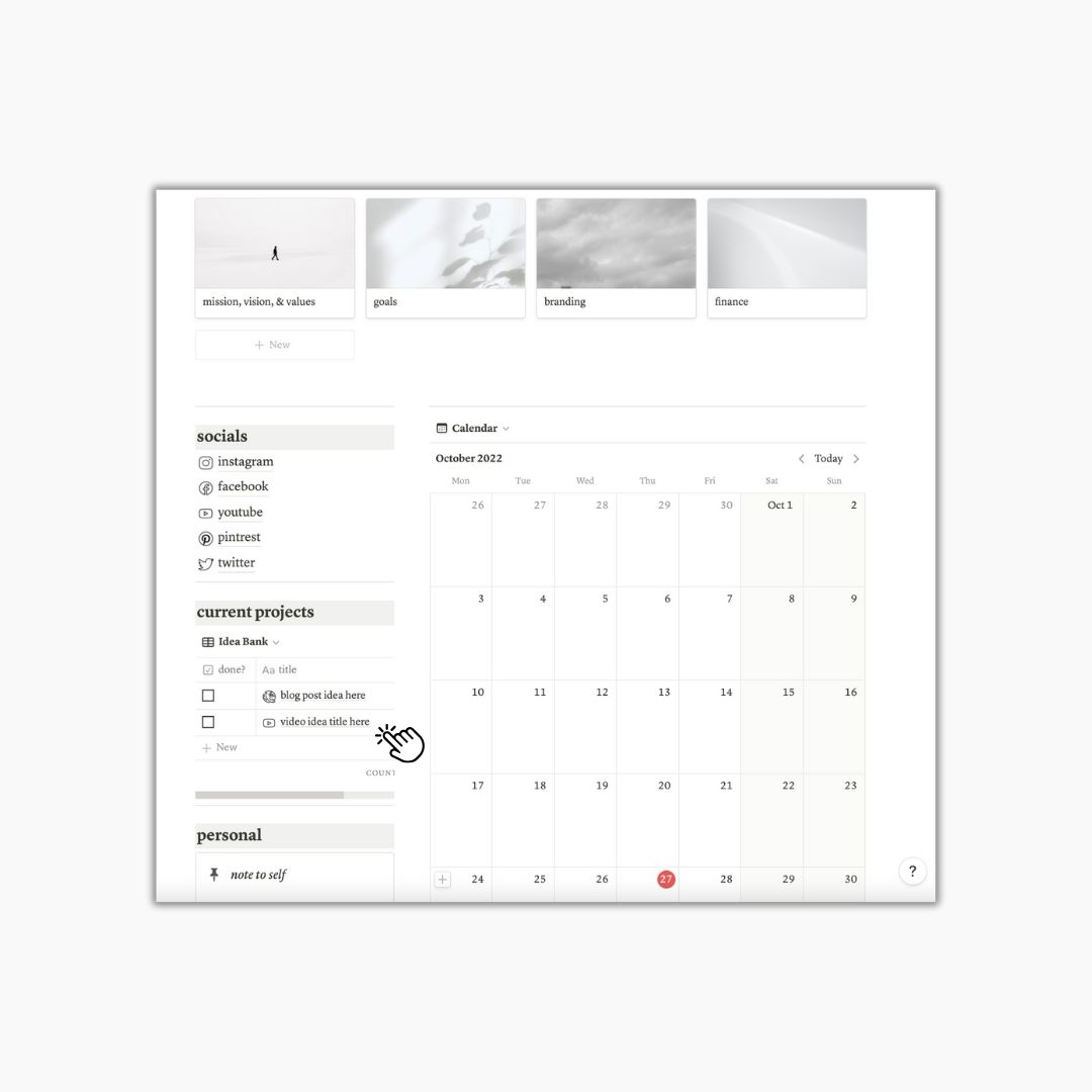 notion content creator dashboard