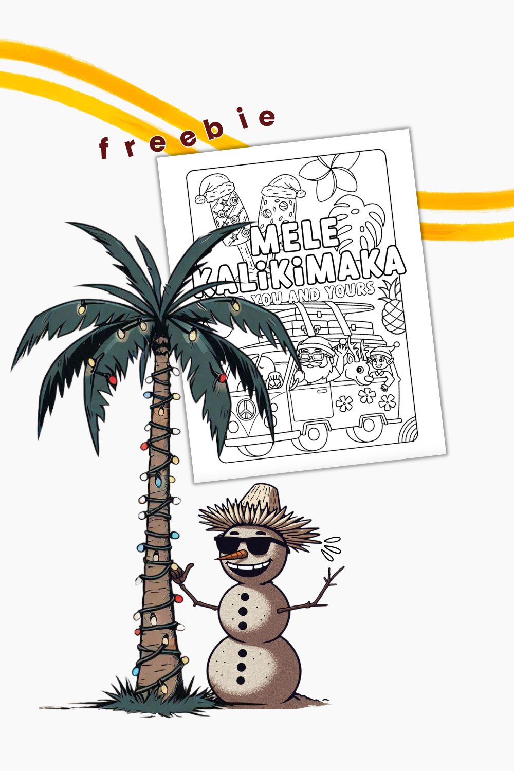 mele kalikimaka christms hawaii coloring page beach santa