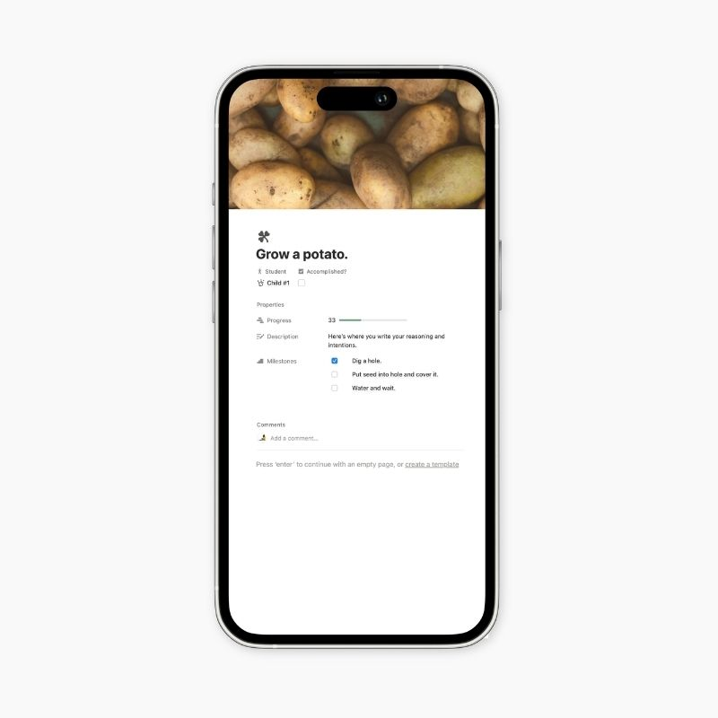 close-up goal from yearly objectives for one student